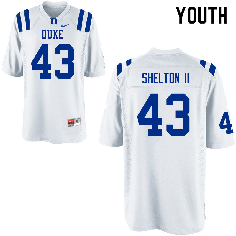 Youth #43 Rocky Shelton II Duke Blue Devils College Football Jerseys Sale-White - Click Image to Close